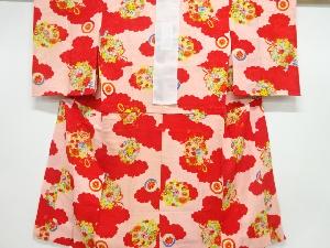 アンティーク　花薬玉に玩具模様長襦袢